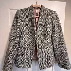 J. Crew Black and White Herringbone Blazer